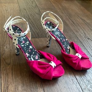 Pink + Polka Dot Strap Heels